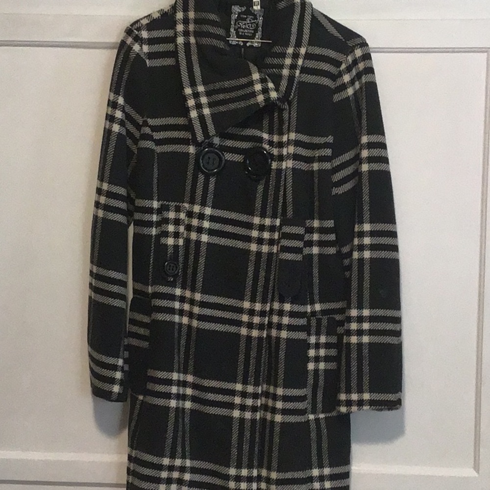 Black and white plaid coat